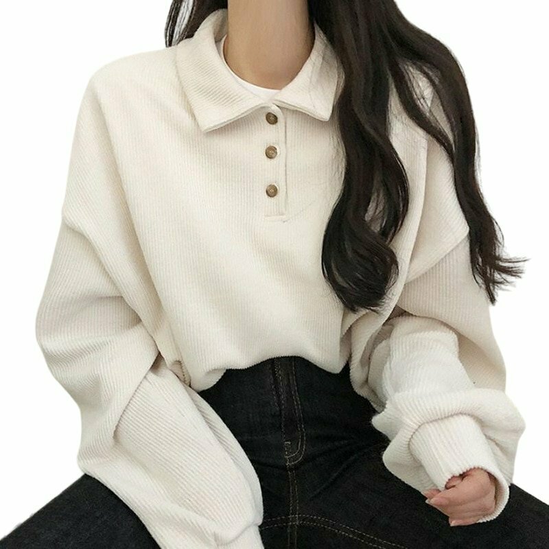 Y2K Grunge Casual Polo Long Sleeve T-Shirt - Retro 90s Summer Outfit for Women