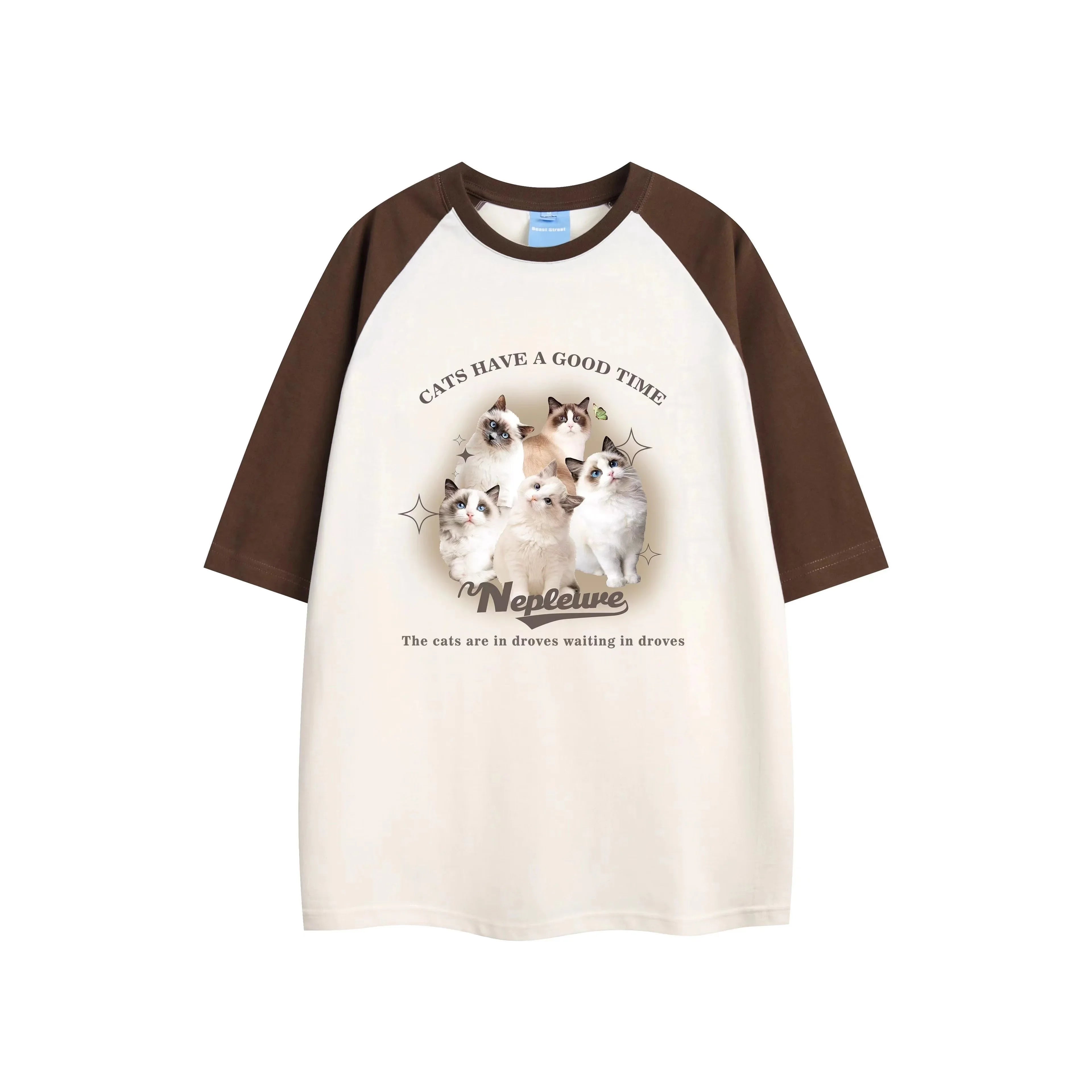 Y2K Grunge Cat Graphic Cotton T-Shirt - Vintage 90s Summer Outfit for Women