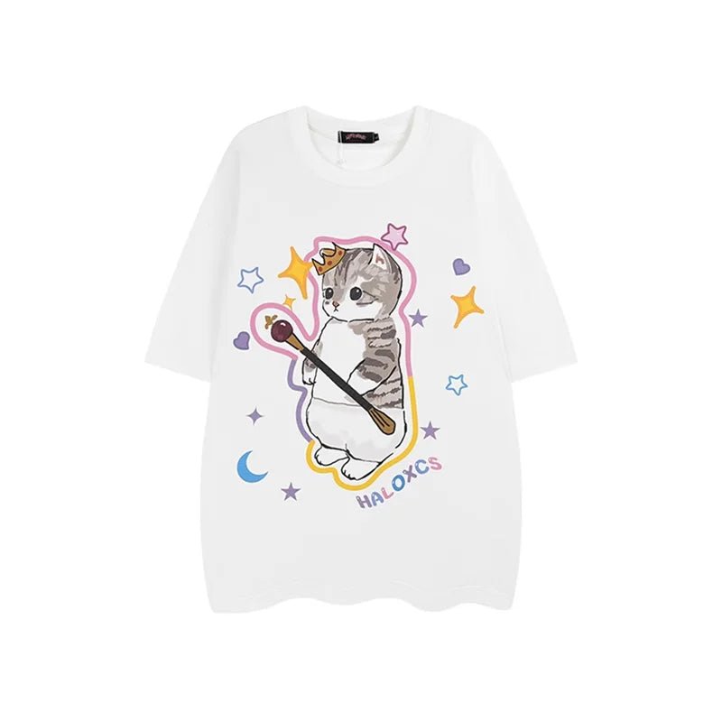 Y2K Grunge Cat Graphic T-Shirt - Retro 90s Summer Outfit, Baby Tees, Y2K Fashion