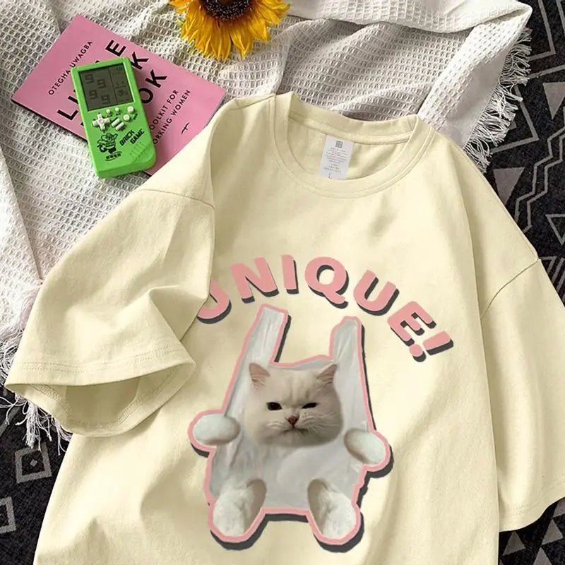 "Y2K Grunge Cat T-Shirt - Retro 90s Fashion, Summer Outfits, and Pastel Goth Style