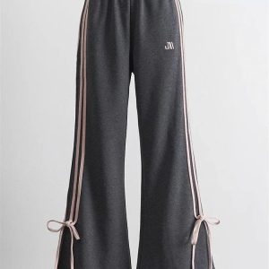 Y2K Grunge Charcoal Chic Drawstring Pants - Retro 90s Summer Outfit Essentials