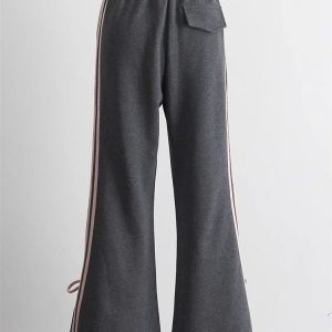 Y2K Grunge Charcoal Chic Drawstring Pants - Retro 90s Summer Outfit Essentials