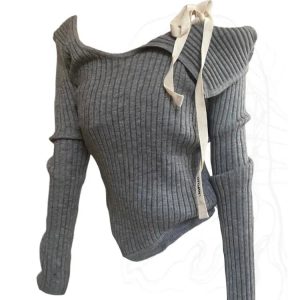 Y2K Grunge Charcoal Glamour Pullover - Retro 90s Fashion, Y2K Summer & Party Out