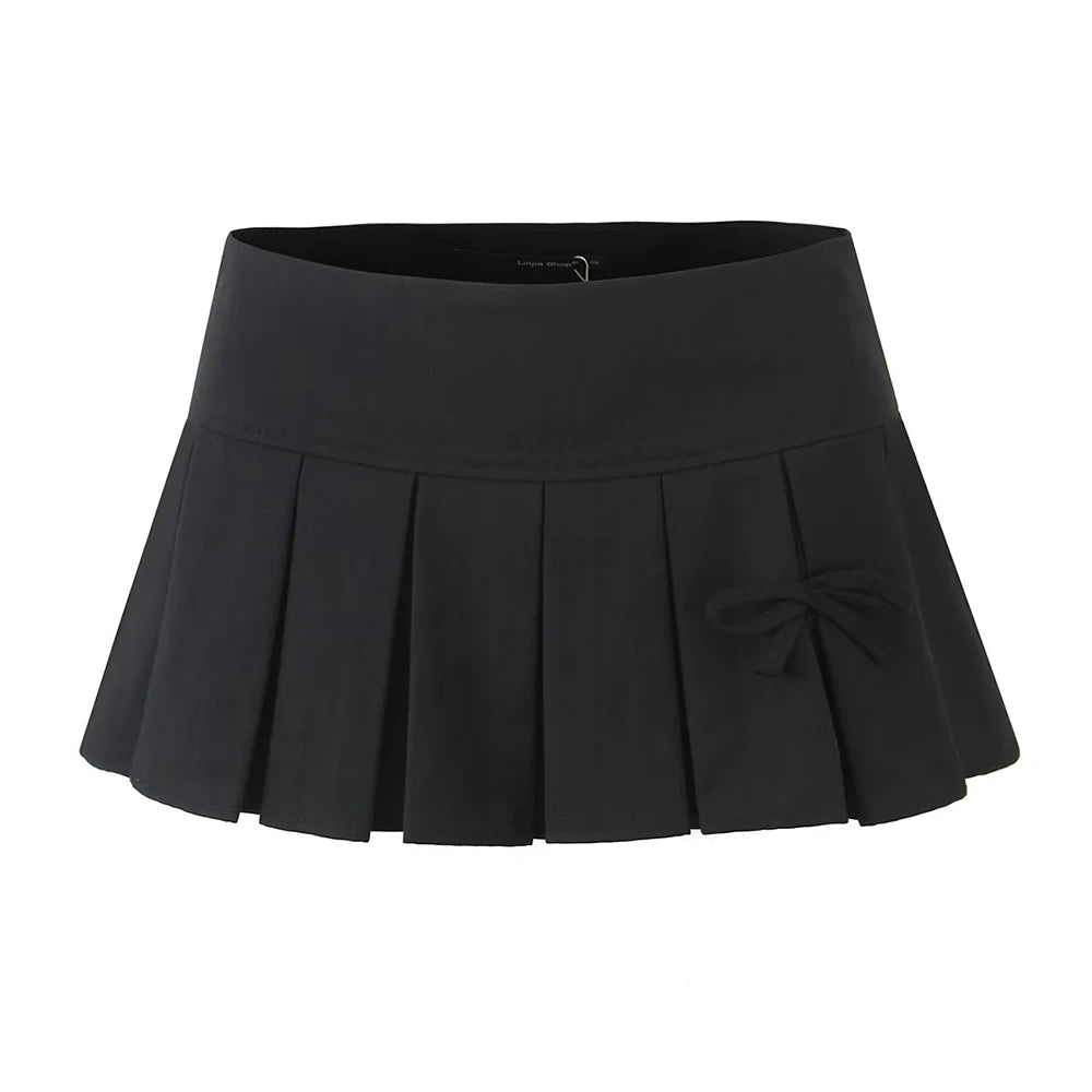 Y2K Grunge Charcoal Twirl Pleated Skirt - Retro 90s Fashion, Summer Y2K Out