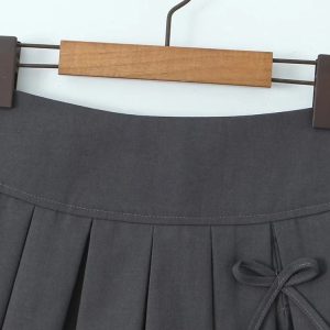 Y2K Grunge Charcoal Twirl Pleated Skirt - Retro 90s Fashion, Summer Y2K Out