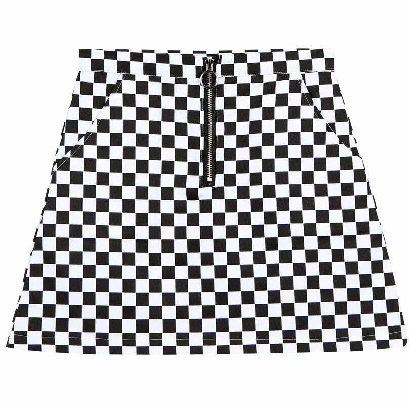 Y2K Grunge Checker Skirt - Retro 90s Fashion, Summer Outfits, and Party Looks