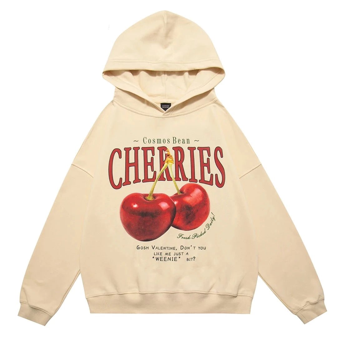 Y2K Grunge Cherries Print Harajuku Hoodie - Retro 90s Fashion, Summer Y2K Outfits