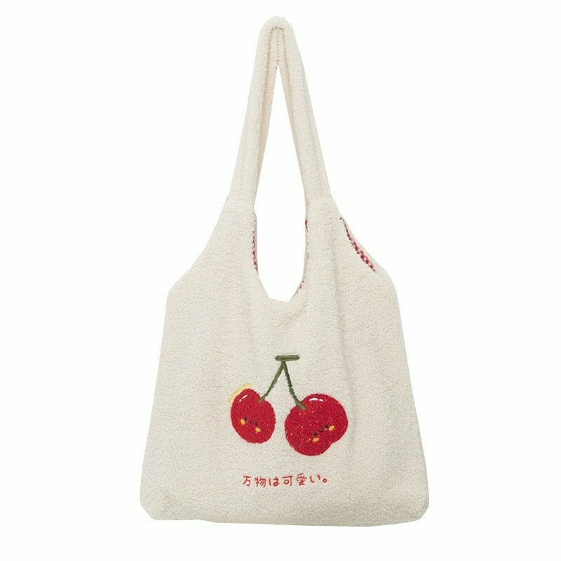 Y2K Grunge Cherry Shoulder Bag - Retro 90s Fashion, Pastel Goth, Y2K Summer Outfits