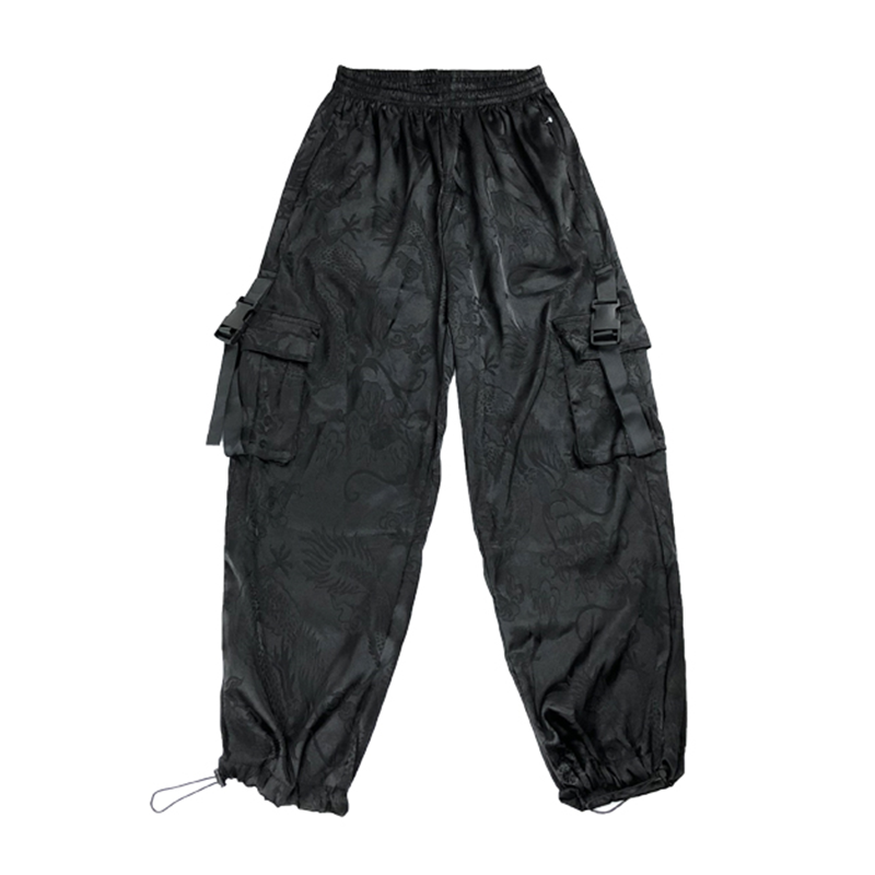 Y2K Grunge Chinese Dragon Cargo Pants - Retro 90s Fashion, Summer Y2K Outfits