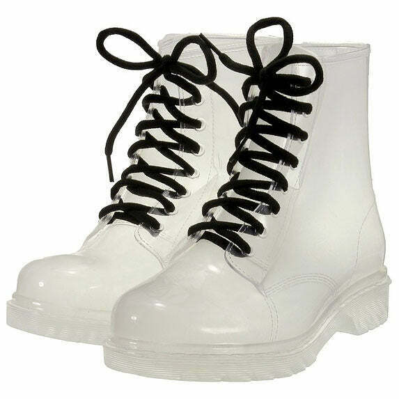 Y2K Grunge Clear Lace Up Boots - Retro 90s Fashion, Summer Outfits, and Party Looks