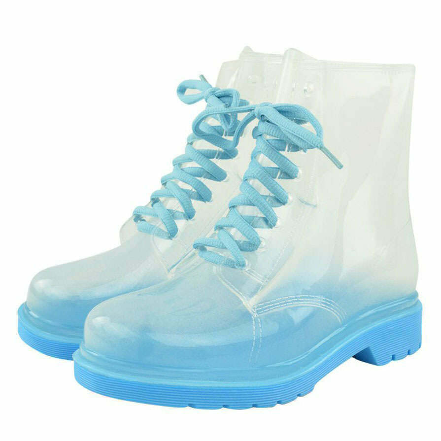 Y2K Grunge Clear Lace Up Boots - Retro 90s Fashion, Summer Outfits, and Party Looks