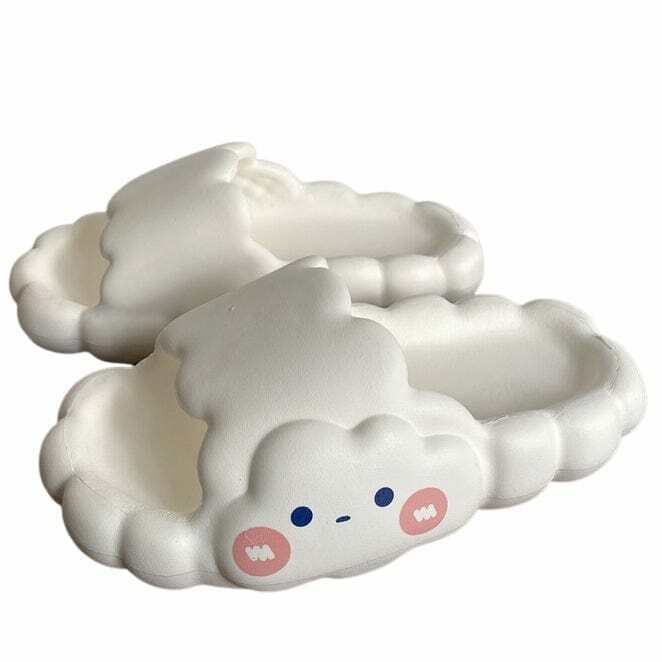 Y2K Grunge Cloud Foam Street Slippers - Retro 90s Fashion, Summer Y2K Outfits, Past