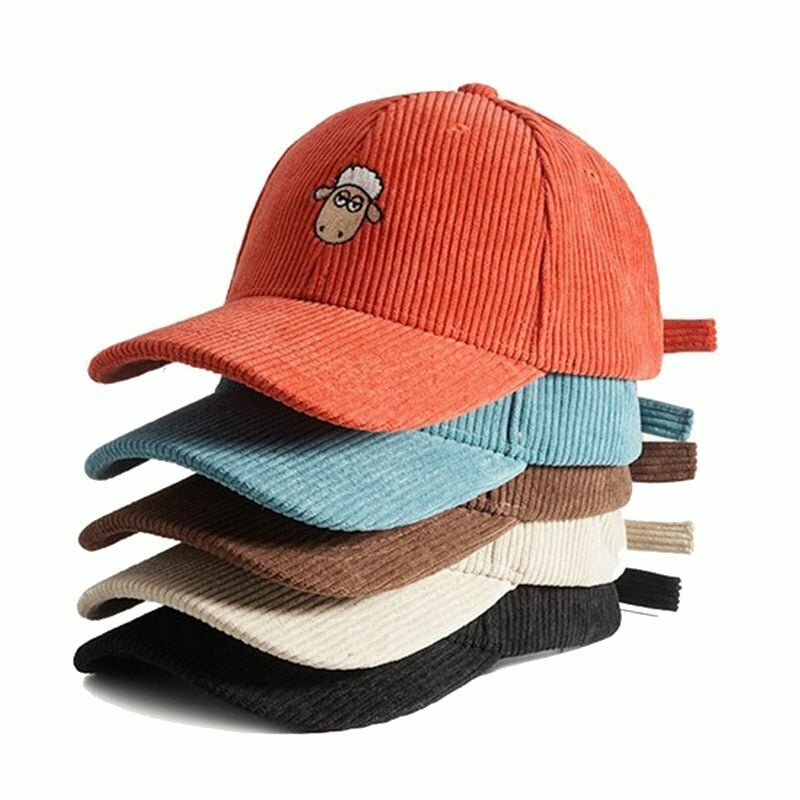 Y2K Grunge Corduroy Cap - Retro 90s Fashion, Pastel Goth, and Hip Hop Style