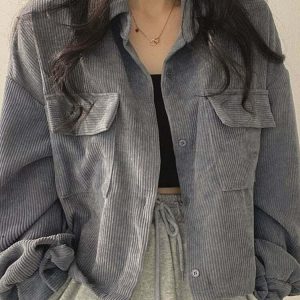 Y2K Grunge Corduroy Drawstring Cropped Jacket - Retro 90s Summer Outfit, Pastel Goth Style