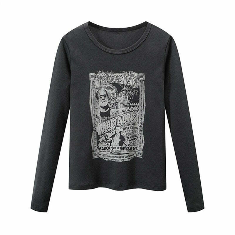 Y2K Grunge Cotton Long Sleeve T-Shirt - Retro 90s Fashion, Summer Outfits, and Clubwear