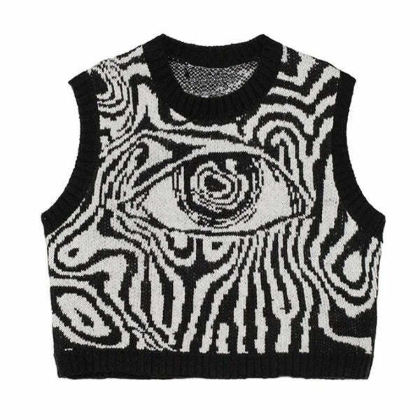 Y2K Grunge Cropped Knit Vest - Retro 90s Fashion, Summer Outfits, and Party Looks