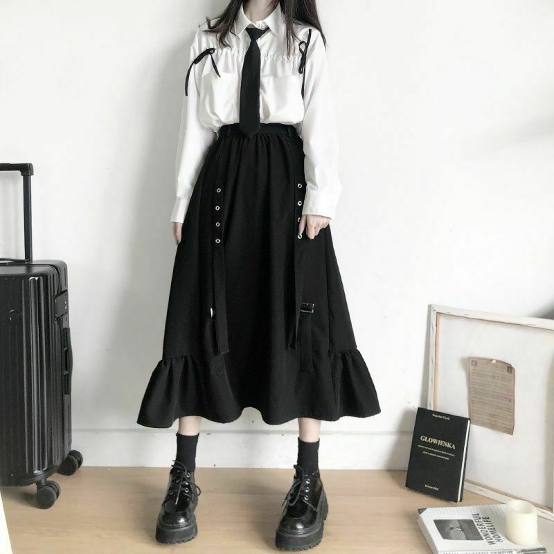 Y2K Grunge Dark Academia Long Skirt - Retro 90s Fashion, Y2K Summer & Party Outfits