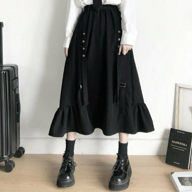 Y2K Grunge Dark Academia Long Skirt - Retro 90s Fashion, Y2K Summer & Party Outfits