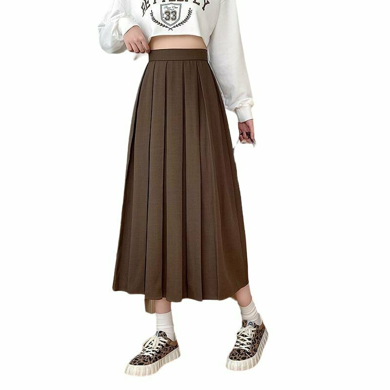 Y2K Grunge Dark Academia Vintage Brown Skirt - 90s Retro Summer Outfit for Women