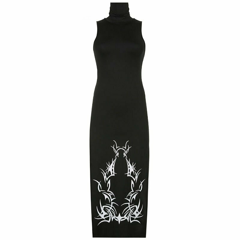 Y2K Grunge Dark Split Side Goth Dress - Perfect for 90s Fashion, Summer Outfits, and Parties