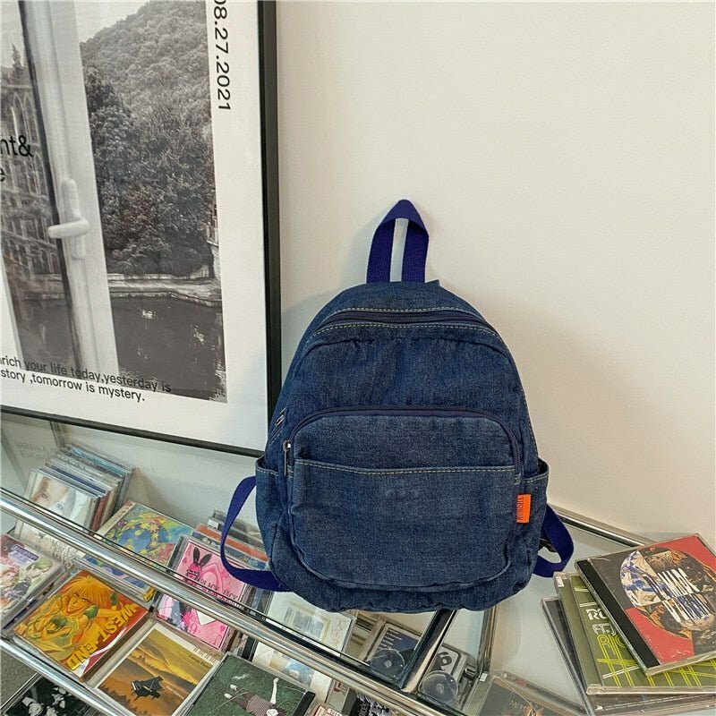 Y2K Grunge Denim Backpack - Perfect for 90s and Y2K Summer Outfits, Retro Style