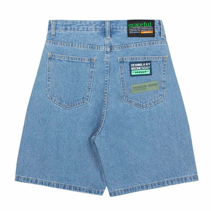 Y2K Grunge Denim Patch Shorts - 90s Retro Summer Outfit, Y2K Fashion, Baby Tees,