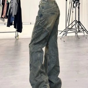 Y2K Grunge Denim Retro Wide Leg Jeans - 90s Fashion, Summer Outfits, and Hip Hop Style