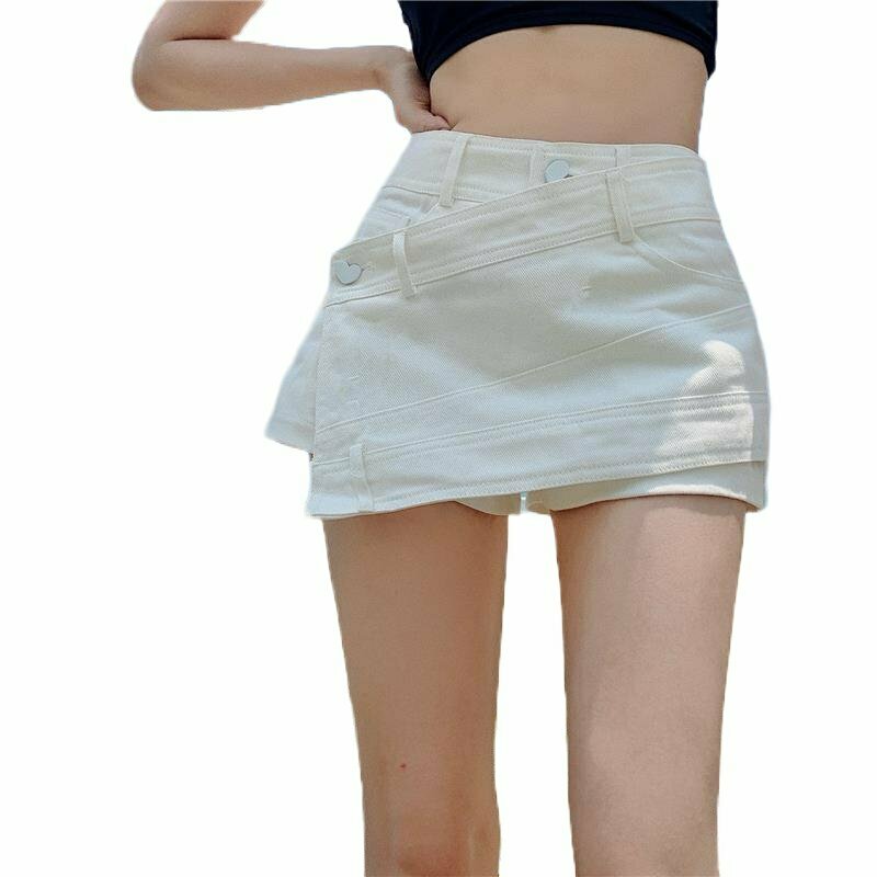 Y2K Grunge Denim Shorts - Retro 90s Summer Outfit, Pastel Goth, Hip Hop Fashion