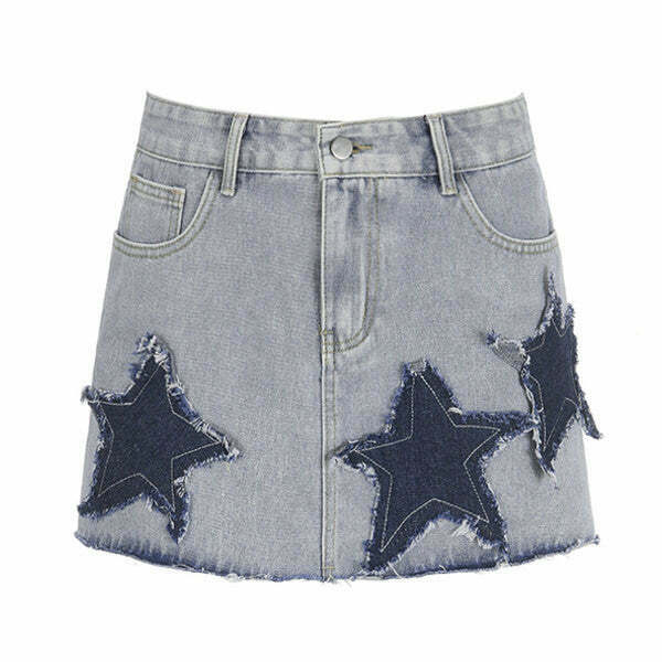 Y2K Grunge Denim Skirt - Retro 90s Fashion, Summer Y2K Outfits, Gothic Y2