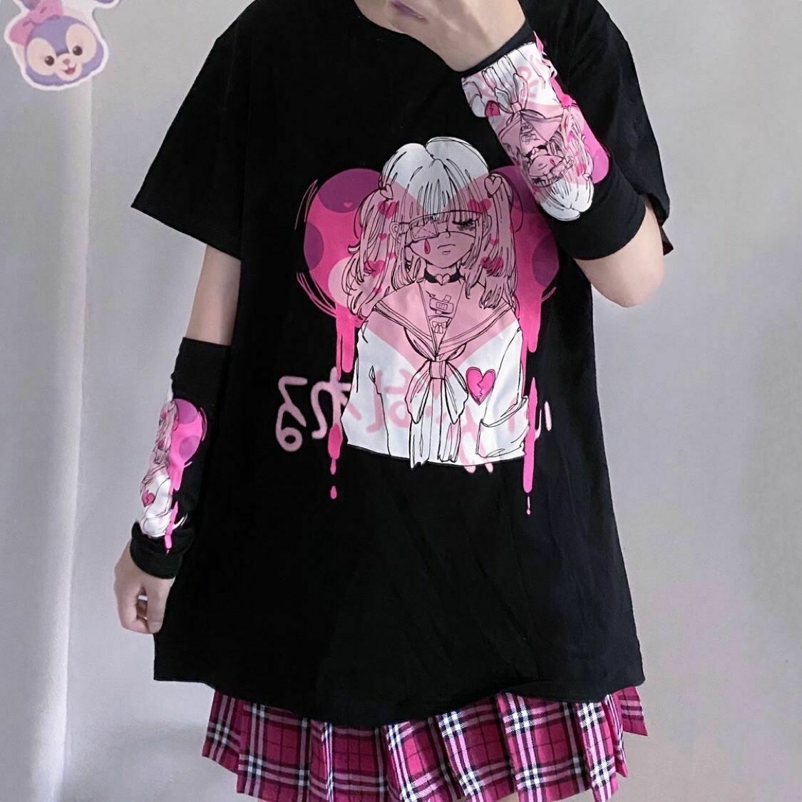 Y2K Grunge E-Girl Anime Heart T-Shirt - Retro 90s Fashion, Summer Y2K Outfits