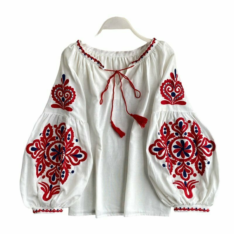 Y2K Grunge Embroidered Lace-Up Blouse - Retro 90s Fashion, Summer Y2K Outfits