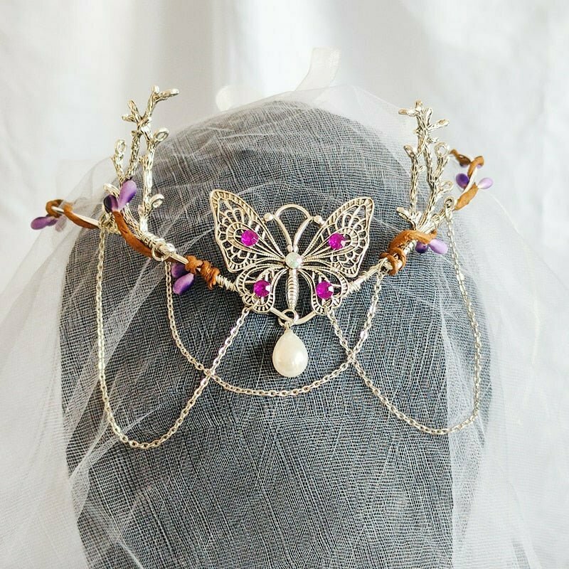 Y2K Grunge Fairy Butterfly Crown - 90s Retro Summer Outfit Accessory for Y2K Fashion