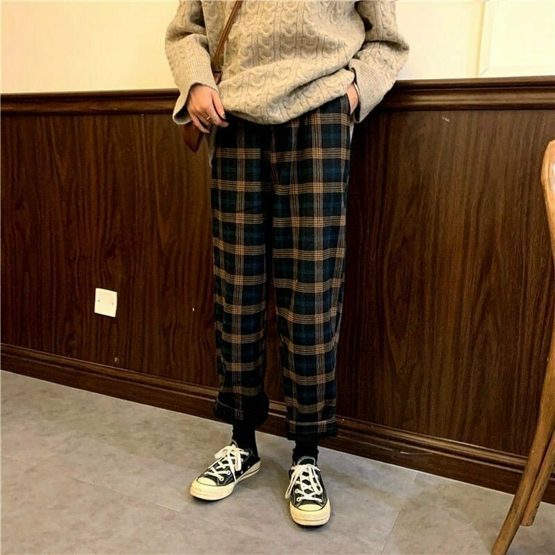 Y2K Grunge Fleece Plaid Pants - Retro 90s Fashion, Y2K Summer Outfits, and