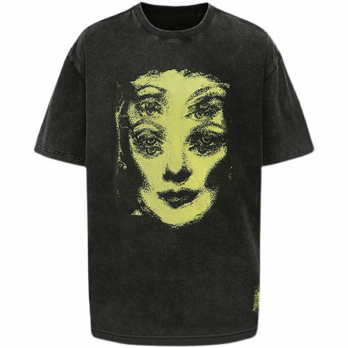 Y2K Grunge Ghost Face Graphic T-Shirt - 90s Retro Summer Outfit, Gothic Y2K Fashion