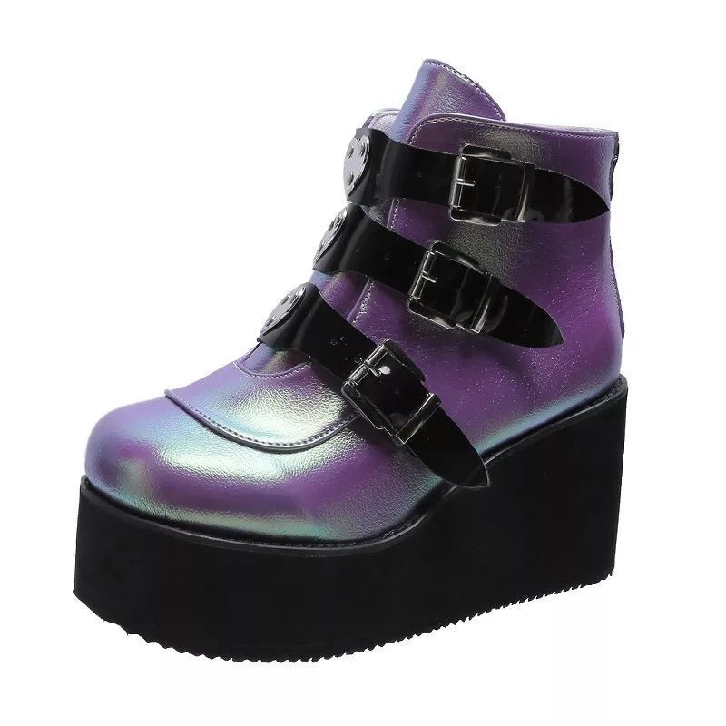 Y2K Grunge Goth Buckle Ankle Boots - Retro 90s Fashion, Y2K Party & Club Out