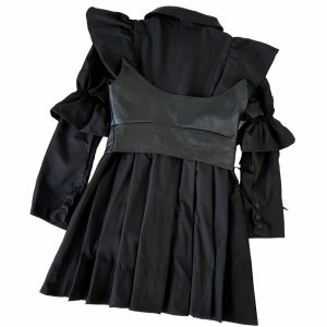 Y2K Grunge Goth Cosplay Long Sleeve Dress - Retro 90s Fashion, Summer Party Outfit