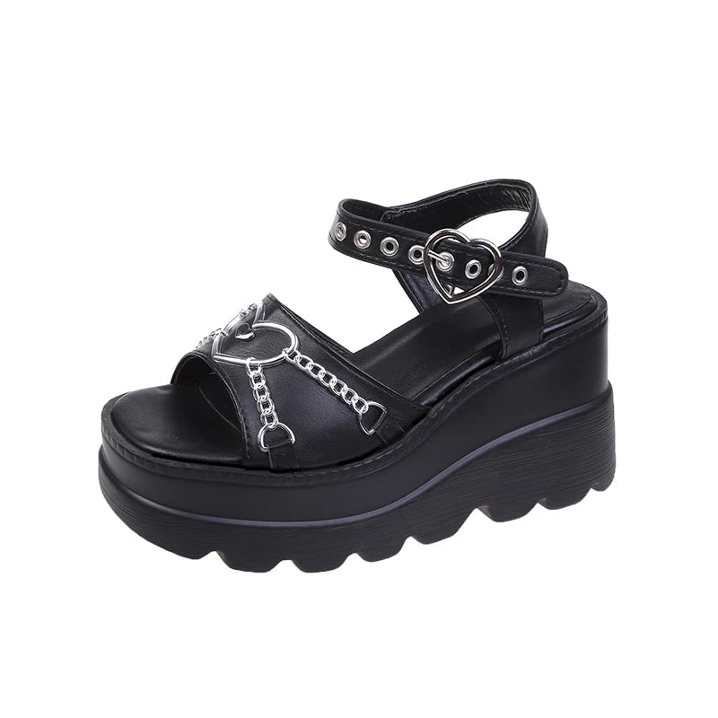 Y2K Grunge Gothic Lolita Summer Sandals - Retro 90s Fashion, Y2K Party & Club Out