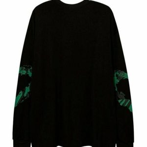 Y2K Grunge Gothic Long Sleeve T-Shirt - Retro 90s Fashion, Summer Y2K Outfits, Dark