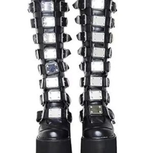 Y2K Grunge Gothic Metal Knee Boots - Retro 90s Fashion, Y2K Party & Club Outfits