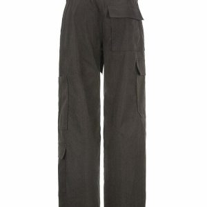 Y2K Grunge Gray Cargo Street Pants - 90s Fashion, Retro Style, Y2K Summer Outfits