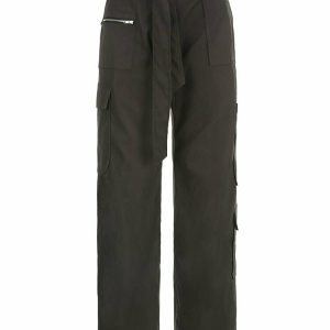 Y2K Grunge Gray Cargo Street Pants - 90s Fashion, Retro Style, Y2K Summer Outfits