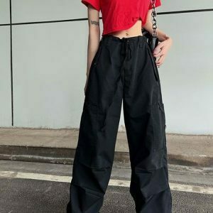 Y2K Grunge Green Baggy Cargo Pants - Retro 90s Fashion, Summer Y2K Outfits