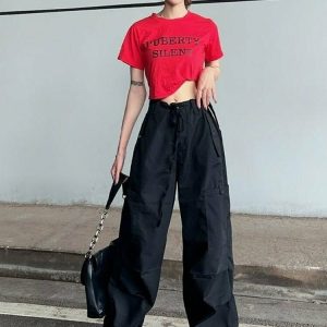 Y2K Grunge Green Baggy Cargo Pants - Retro 90s Fashion, Summer Y2K Outfits