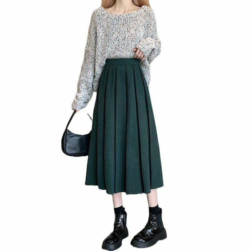 Y2K Grunge Green Midi Skirt - Retro 90s Fashion, Summer Y2K Outfits, Pastel