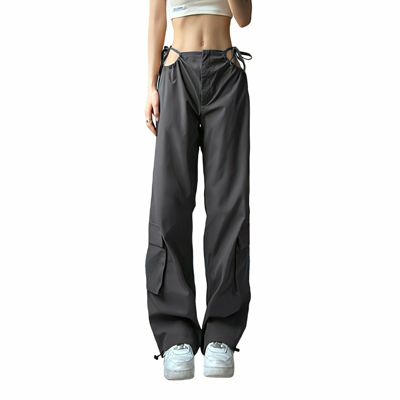 Y2K Grunge Grey Cargo Pants - Retro 90s Fashion, Summer Y2K Outfits, Hip Hop Style