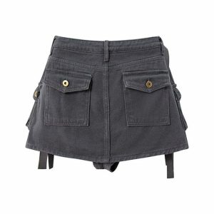 Y2K Grunge Grey Mini Skirt - Retro 90s Fashion, Summer Outfits, and Party Looks