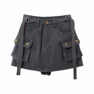 Y2K Grunge Grey Mini Skirt - Retro 90s Fashion, Summer Outfits, and Party Looks