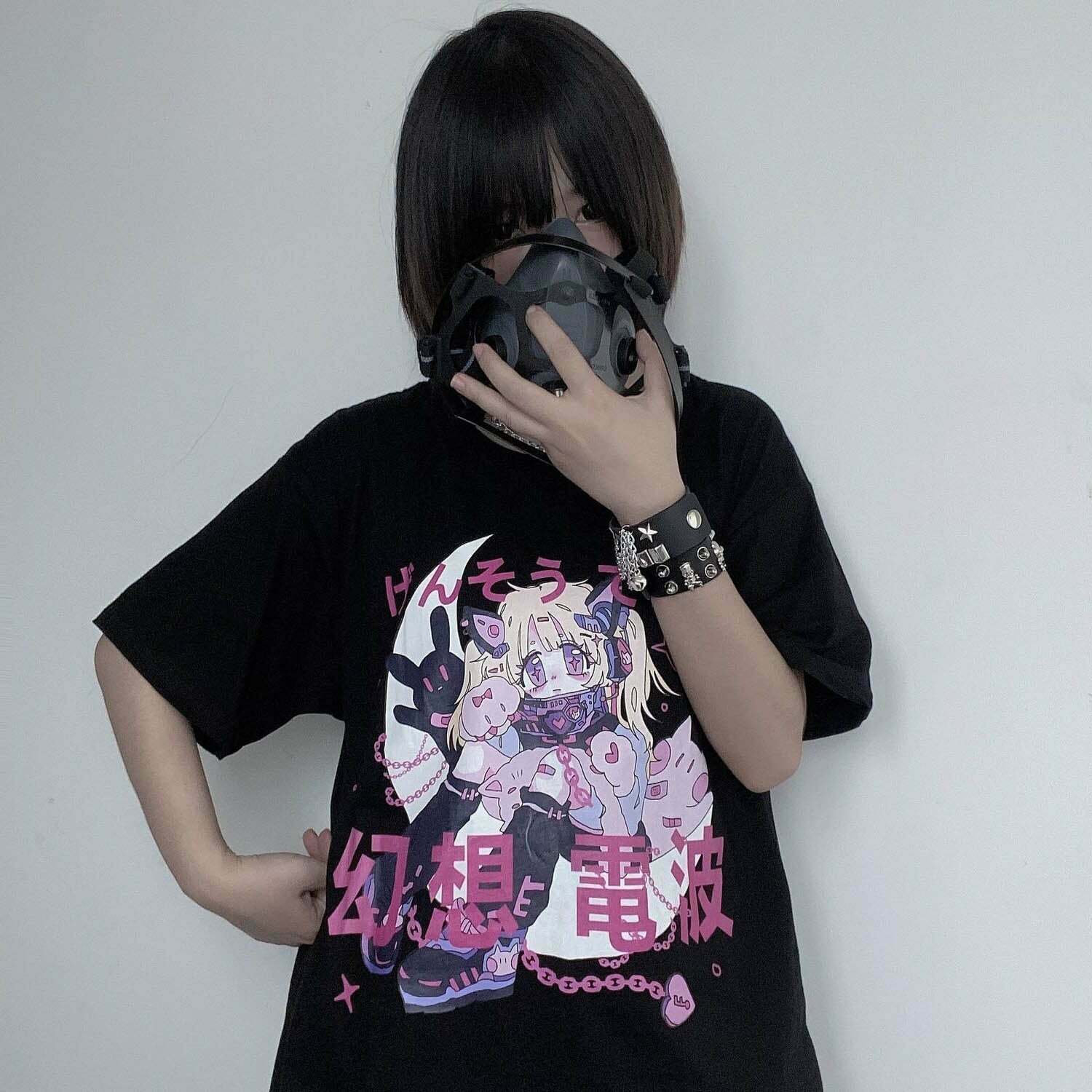 Y2K Grunge Harajuku Anime Print T-Shirt - Retro 90s Summer Outfit, Pastel Goth Style