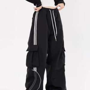 Y2K Grunge Harajuku Baggy Cargo Pants - 90s Retro Summer Outfit, Gothic Y2K Fashion