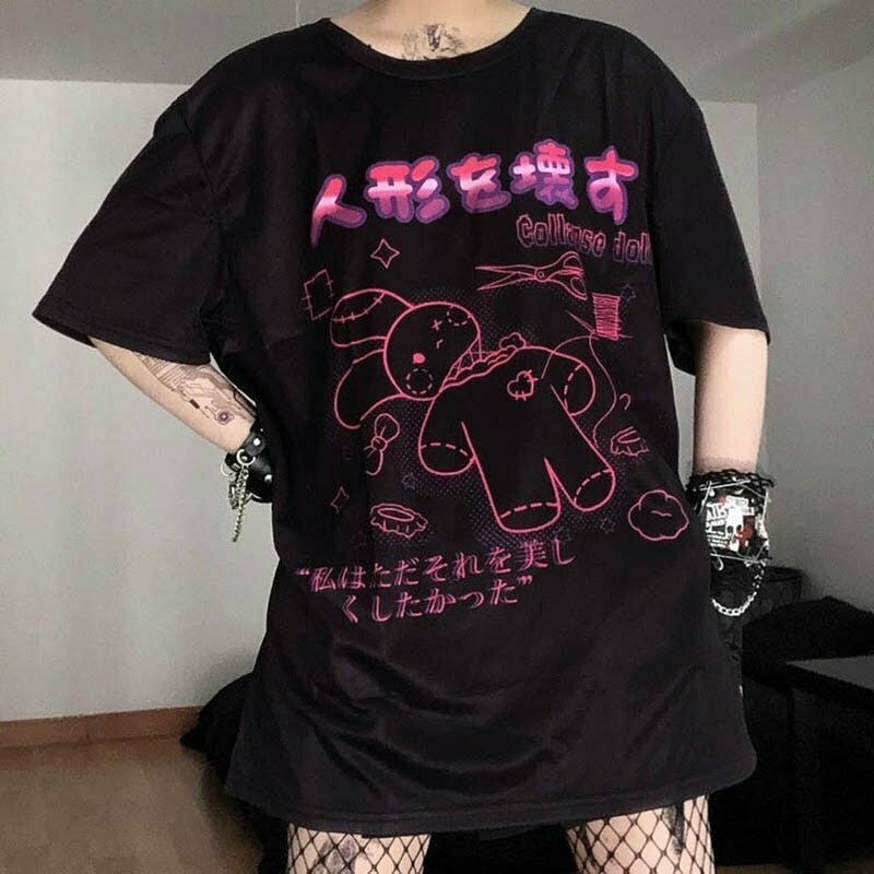 Y2K Grunge Harajuku Bunny Print T-Shirt - Retro 90s Fashion, Summer Y2K Outfits